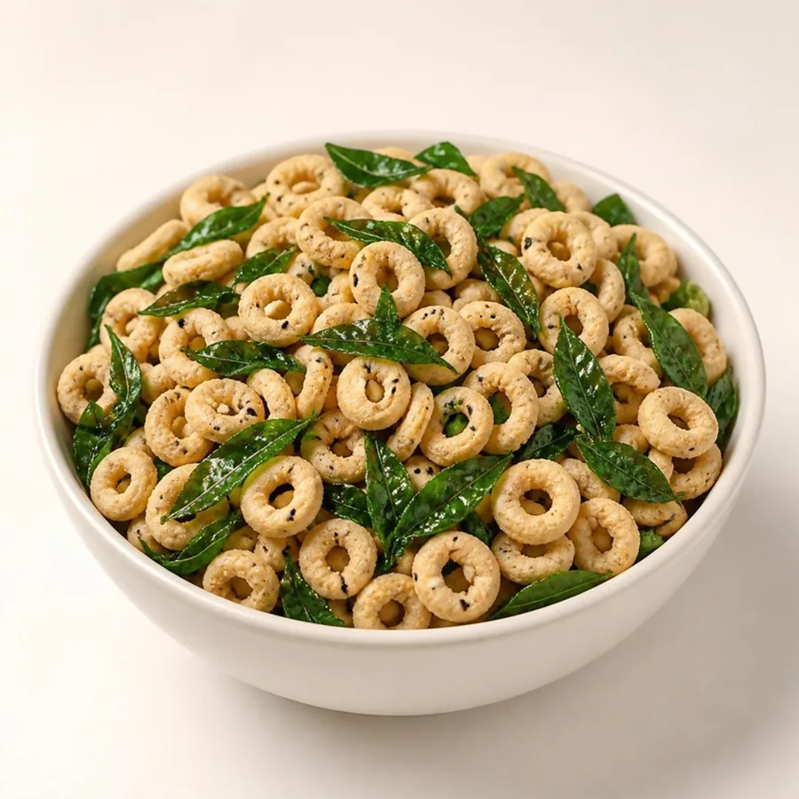 Classic Ring Murukku on an ivory plate — Annapoorna Sweets
