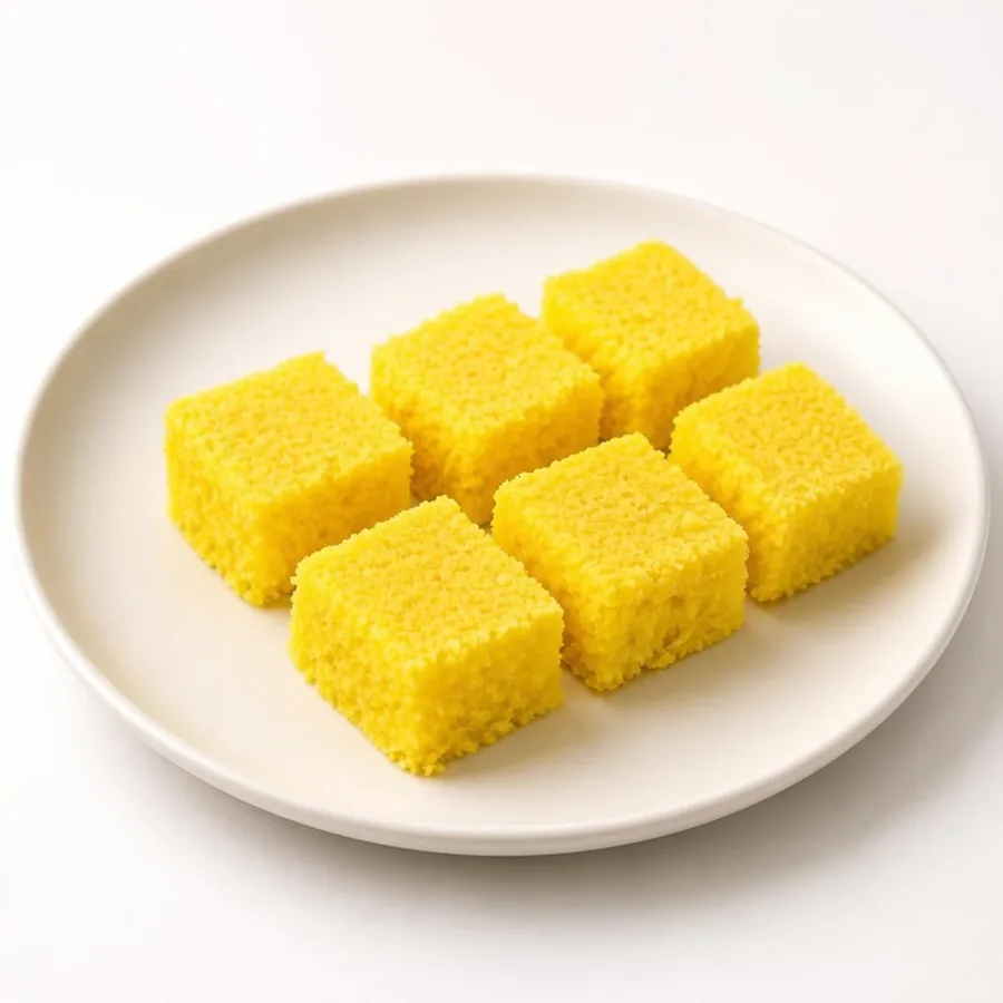 Golden Sweet Squares on an ivory plate — Annapoorna Sweets