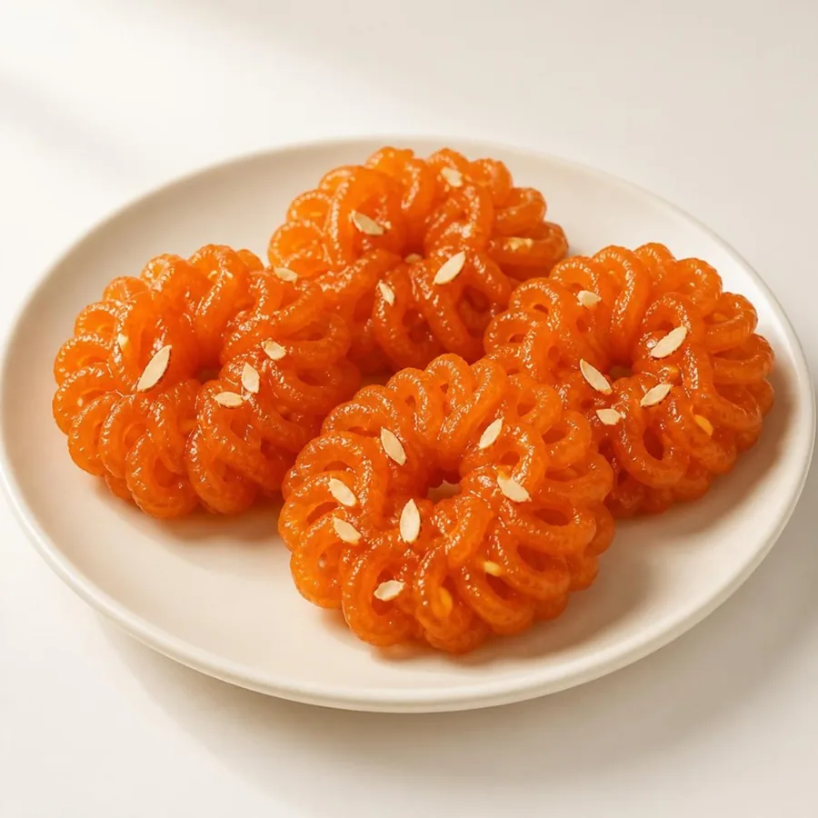 Jangiri on an ivory plate — Annapoorna Sweets