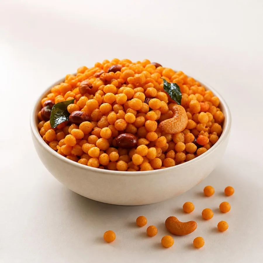 Kara Boondi on an ivory plate — Annapoorna Sweets