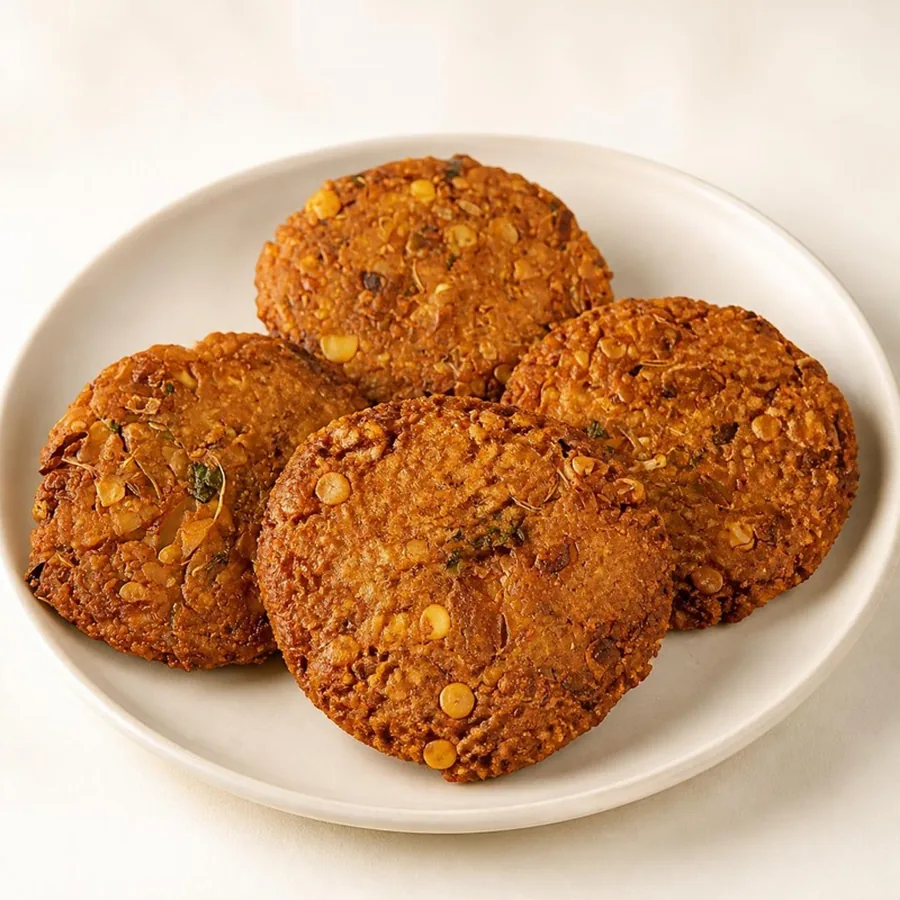 Masala Vada on an ivory plate — Annapoorna Sweets