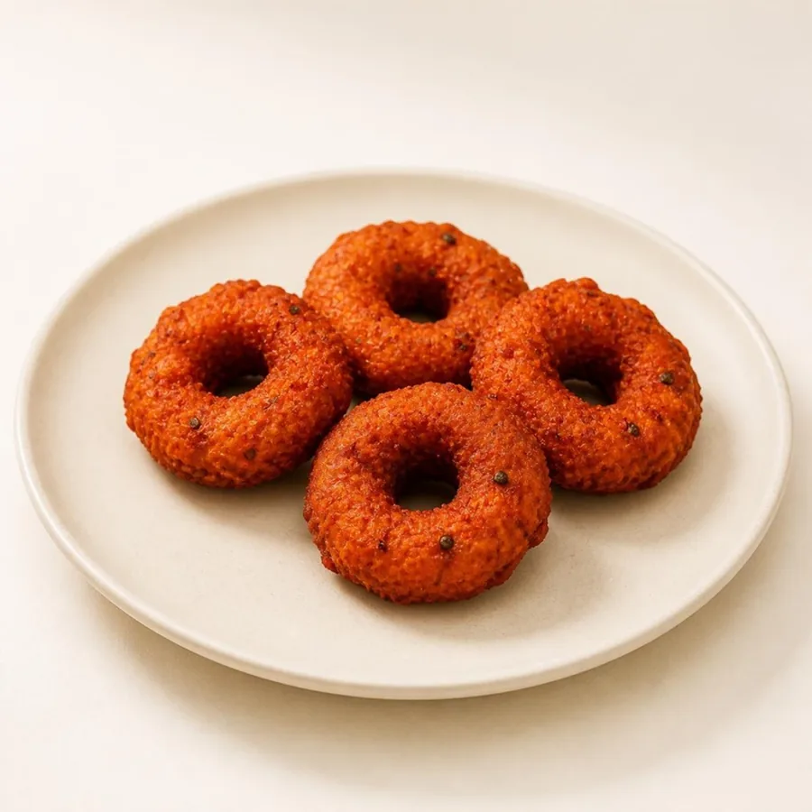 Spiced Ring Vada on an ivory plate — Annapoorna Sweets